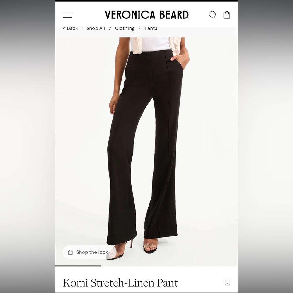 Veronica Beard Komi Stretch-Linen Black Pants